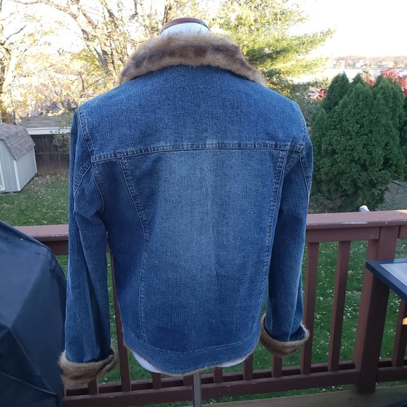 MARVIN RICHARDS COZY Jacket Jeans Faux Fur Denim Womens M - Picture 3 of 12